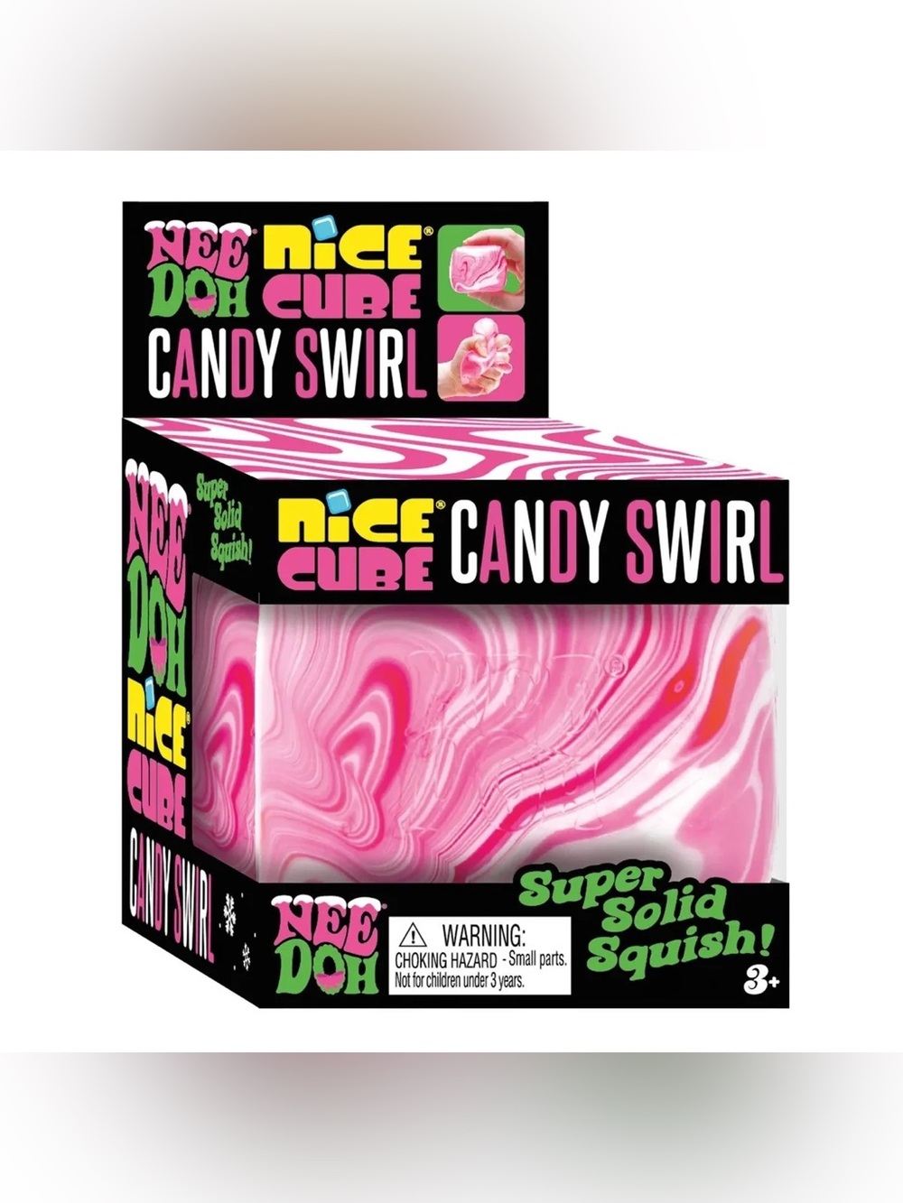 Nice Cube Candy Swirl Super Solid Squish - Pink White